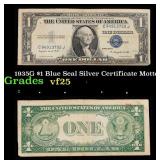 1935G $1 Blue Seal Silver Certificate Grades vf+ M