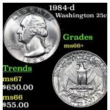1984-d Washington Quarter 25c Grades GEM++ Unc