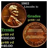 Proof 1962 Lincoln Cent 1c Grades Gem++ Proof Red
