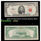 1963 $5 Red Seal United States Note Grades vf++