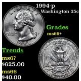1994-p Washington Quarter 25c Grades GEM++ Unc
