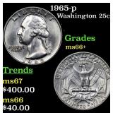 1965-p Washington Quarter 25c Grades GEM++ Unc