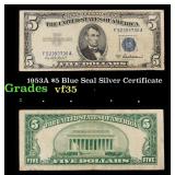 1953A $5 Blue Seal Silver Certificate Grades vf++