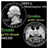 Proof 1982-s Washington Quarter 25c Grades GEM++ P