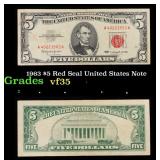 1963 $5 Red Seal United States Note Grades vf++