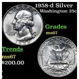 1958-d Washington Quarter Silver 25c Grades GEM++