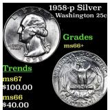 1958-p Washington Quarter Silver 25c Grades GEM++