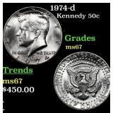 1974-d Kennedy Half Dollar 50c Grades GEM++ Unc