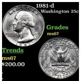 1981-d Washington Quarter 25c Grades GEM++ Unc