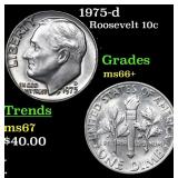 1975-d Roosevelt Dime 10c Grades GEM++ Unc