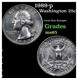 1989-p Washington Quarter 25c Grades GEM Unc
