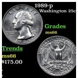 1989-p Washington Quarter 25c Grades GEM+ Unc