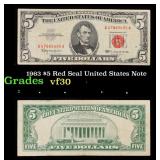1963 $5 Red Seal United States Note Grades vf++