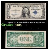 1935C $1 Blue Seal Silver Certificate Grades vf++
