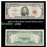 1963 $5 Red Seal United States Note Grades xf