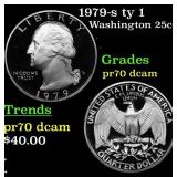Proof 1979-s ty 1 Washington Quarter 25c Grades GE