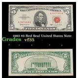 1963 $5 Red Seal United States Note Grades vf++