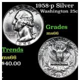 1958-p Washington Quarter Silver 25c Grades GEM+ U