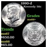 1990-d Kennedy Half Dollar 50c Grades GEM++ Unc