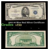 1953 $5 Blue Seal Silver Certificate Grades vf++