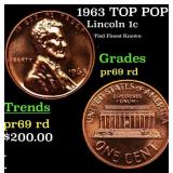 Proof 1963 Lincoln Cent TOP POP! 1c Graded pr69 rd