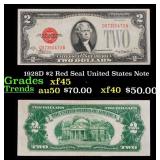 1928D $2 Red Seal United States Note Grades xf+