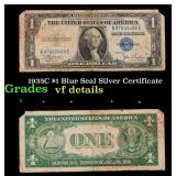 1935C $1 Blue Seal Silver Certificate Grades vf de