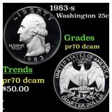 Proof 1983-s Washington Quarter 25c Grades GEM++ P