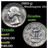 1965-p Washington Quarter 25c Grades GEM++ Unc