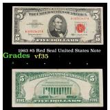 1963 $5 Red Seal United States Note Grades vf++