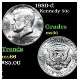 1980-d Kennedy Half Dollar 50c Grades GEM+ Unc