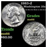 1983-d Washington Quarter 25c Grades GEM+ Unc