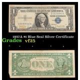 1957A $1 Blue Seal Silver Certificate Grades vf+