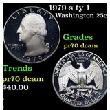 Proof 1979-s ty 1 Washington Quarter 25c Grades GE