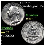 1965-p Washington Quarter 25c Grades GEM++ Unc