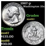 1967-p Washington Quarter 25c Grades GEM++ Unc