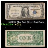 1935C $1 Blue Seal Silver Certificate Grades vf+