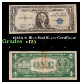 1935A $1 Blue Seal Silver Certificate Grades vf+