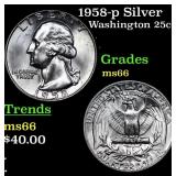 1958-p Washington Quarter Silver 25c Grades GEM+ U
