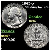 1965-p Washington Quarter 25c Grades GEM++ Unc