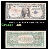 1957 $1 Blue Seal Silver Certificate Grades vf++