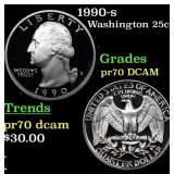 Proof 1990-s Washington Quarter 25c Grades GEM++ P