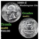 1989-d Washington Quarter 25c Grades GEM+ Unc