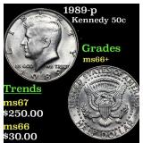 1989-p Kennedy Half Dollar 50c Grades GEM++ Unc