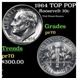 Proof 1964 Roosevelt Dime TOP POP! 10c Graded pr70