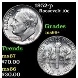1952-p Roosevelt Dime 10c Grades GEM++ Unc