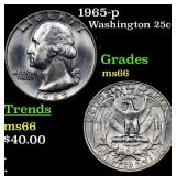 1965-p Washington Quarter 25c Grades GEM+ Unc