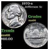 1970-s Jefferson Nickel 5c Grades GEM+ Unc