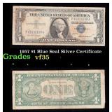 1957 $1 Blue Seal Silver Certificate Grades vf++