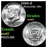 1980-d Kennedy Half Dollar 50c Grades GEM++ Unc
